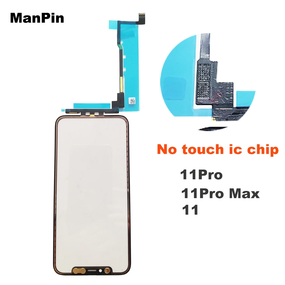 

5Pcs No IC Chip LCD Touch Screen Glass With Flex Cable For iPhone 11Pro Max 11 Broken Display Panel Front Panel Lens Replacement