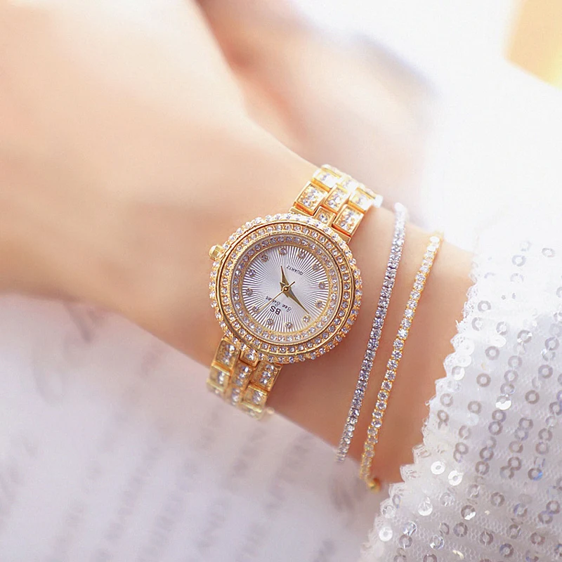 Часы наручные женские кварцевые дизайнерские брендовые роскошные золотистые