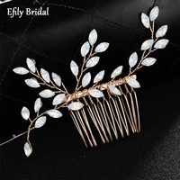 efily opal rhinestone hair comb pin wedding hair accessories for women bridal headpiece jewelry crystal hairpin bridesmaid gift