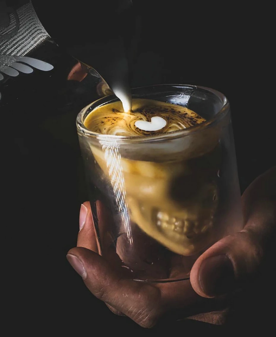 Череп винный бокал кружка латте Кофе виски прозрачная стеклянная чашка водка