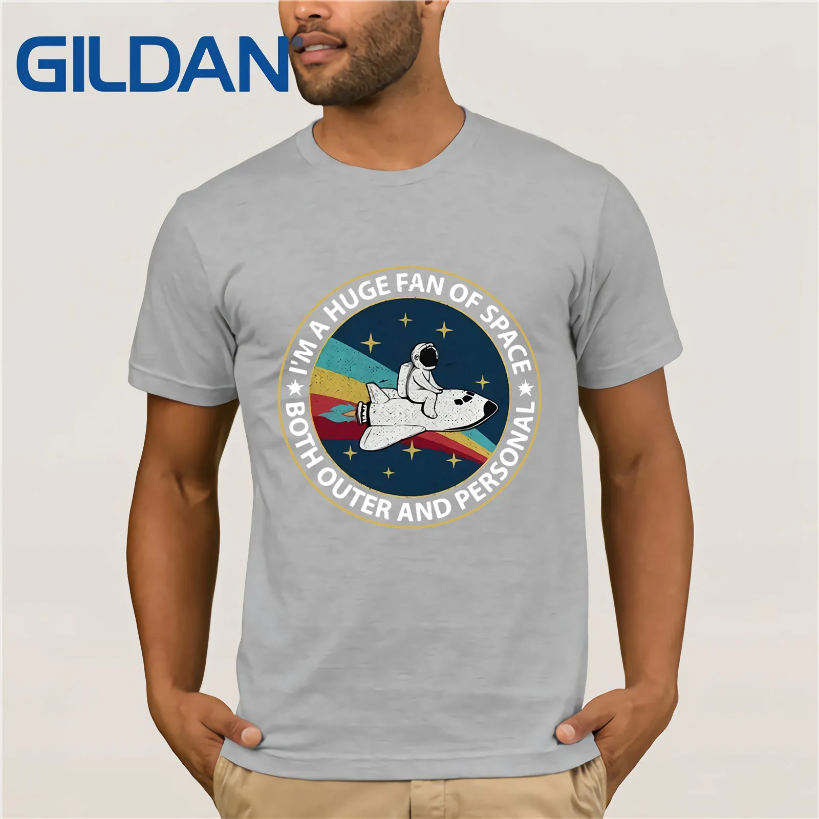 Мужская футболка с коротким рукавом Astronaut I'm A Huge Fan Of Space хлопковая лето