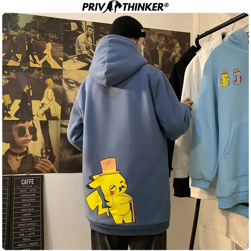 Privathinker Men's Autumn Winter Carton Print Jacket Men Thicken Warm Fashion Hooded Coats Male 2020 Jackets Clothes 5XL | Мужская