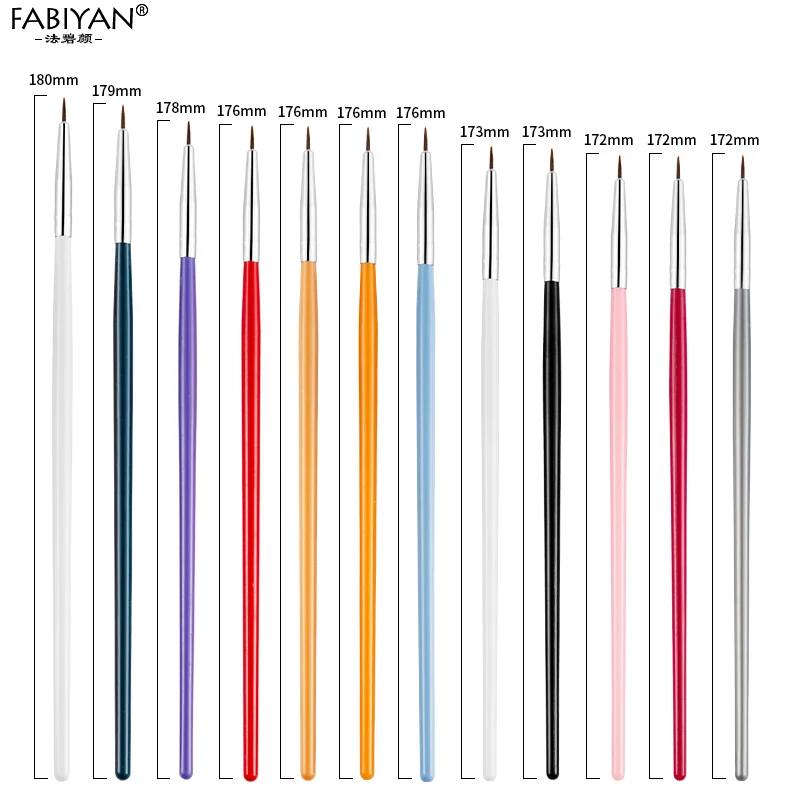 12Pcs Colorful Набор для маникюра, рисования, рисования, раскрашивания, подводка, ручка, кисть, сделай сам, дизайн, советы, гель, инструмент, вентилятор, градиент, акриловый, строитель, резьба, маникюрный набор - Цвет: 12Pcs Colorful
