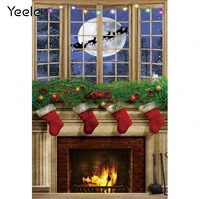 yeele christmas photography backdrop photocall fireplace window santa claus portrait party background photographic photo studio