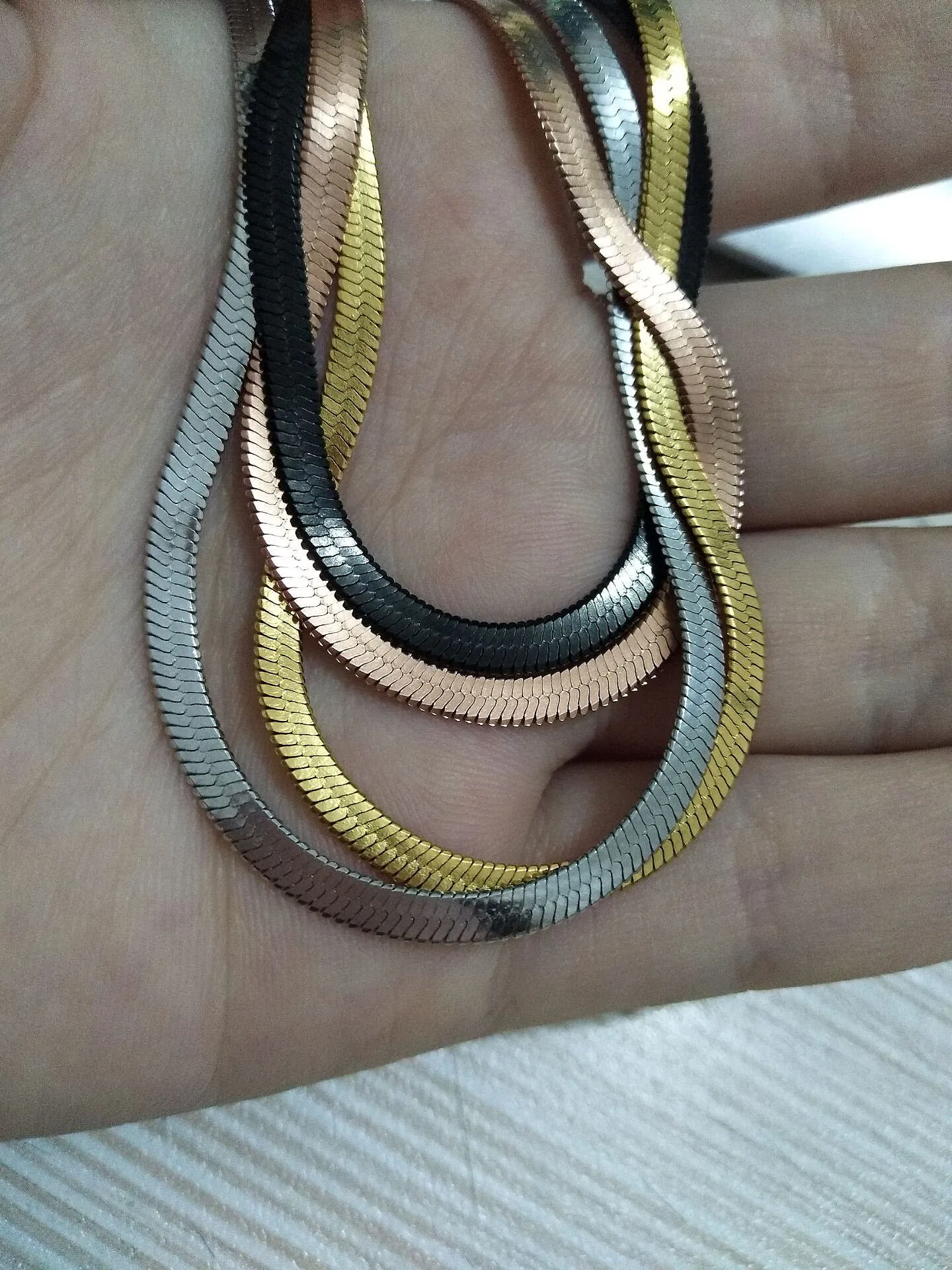 

Width 3mm Stainless Steel Flat Necklace Gold Waterproof Filmy Snake Chain Men Gift Jewelry Various Length