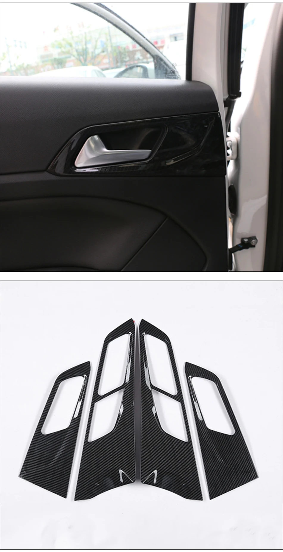 

High Quality Carbon Fiber Interior door handle Frame Trim For For Peugeot 308 2014-2018