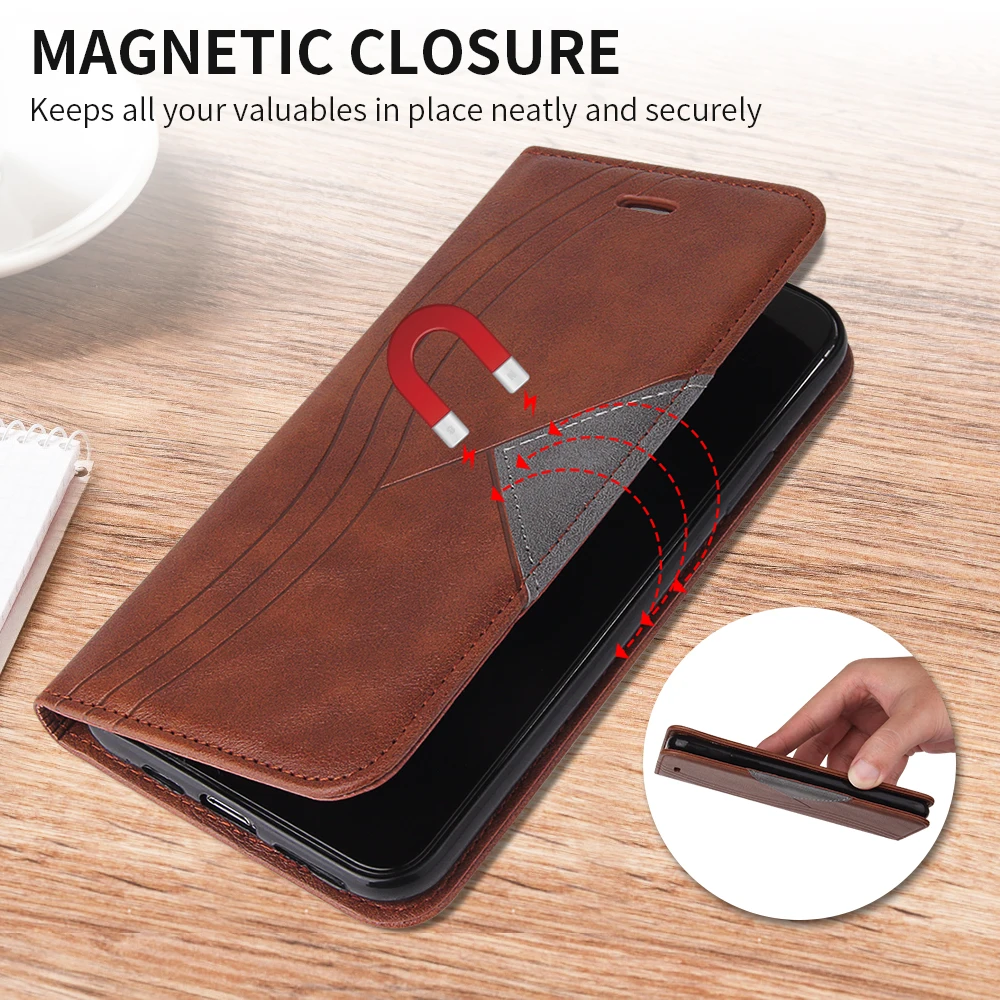 Магнитный кожаный чехол-книжка с бумажником и подставкой для Xiaomi 10 9T CC9E 9 Redmi 6 7 7A 8