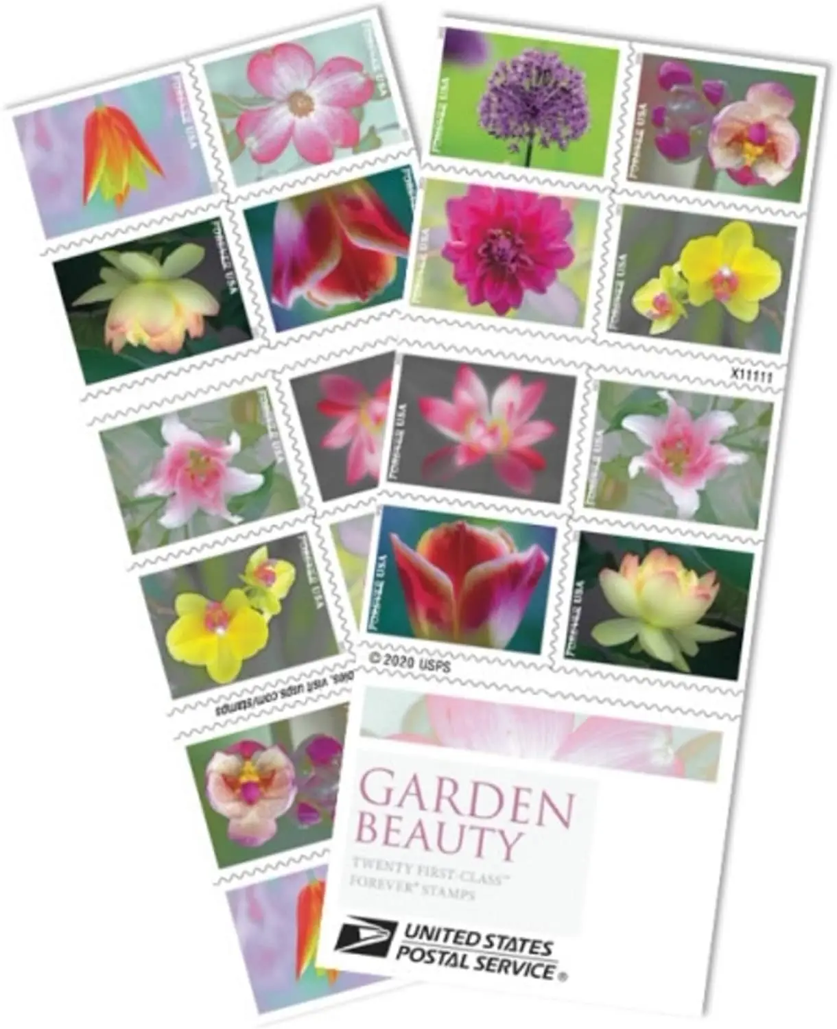 

Garden Beauty Forever Postage Stamps US Postal First Class Wedding Celebration Anniversary Flowers (1 Books of 20 Stamps)
