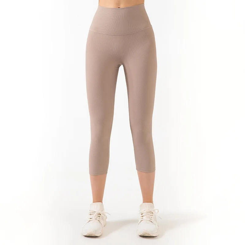 

Women Gym Yoga Seamless Pants Sports Clothes Cropped Trousers Stretchy High Waist Athletic Exercise Fitness Activewear Pants