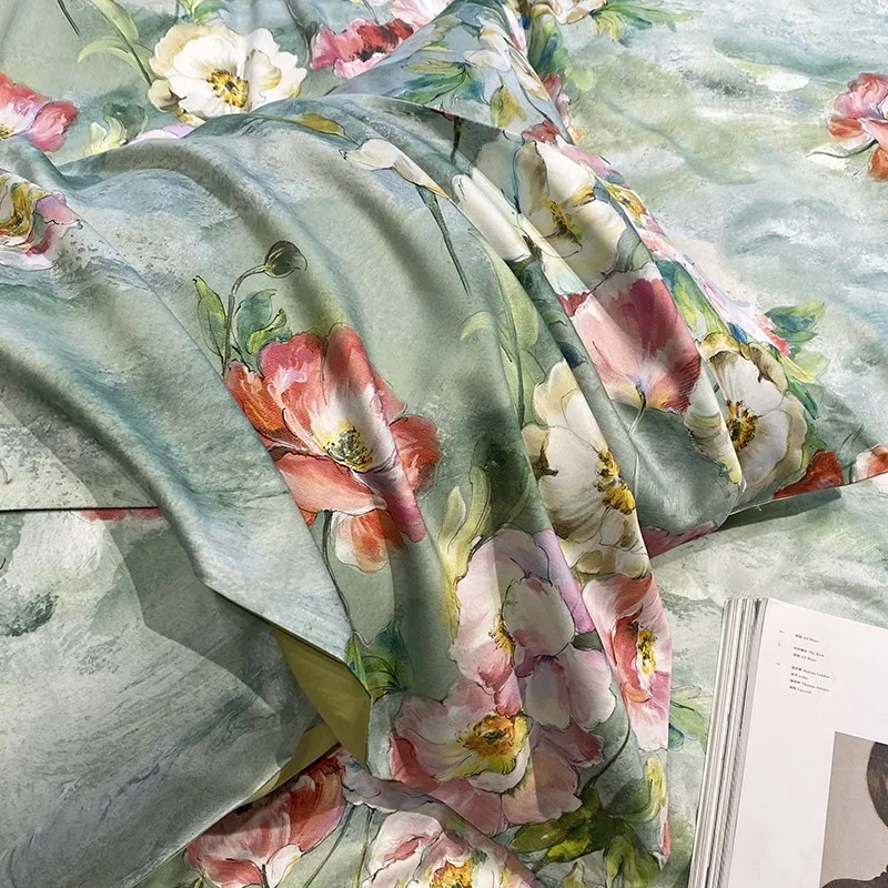 

Premium 100%Egyptian Cotton Duvet Cover set Silky,Soft,Smooth,Blossom Vintage Flowers Bedding set 1Pc Bed Sheet 2 Pillowcases