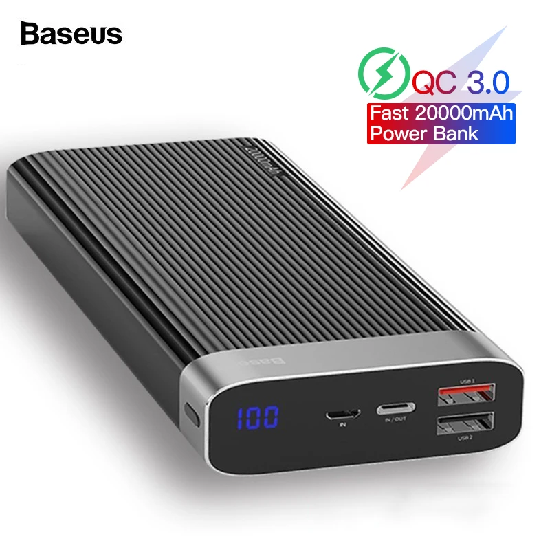 Baseus 20000 mAh Quick Charge 3,0 power Bank 20000 mAh type C PD QC3.0 портативное Внешнее зарядное устройство power bank для Xiaomi Mi