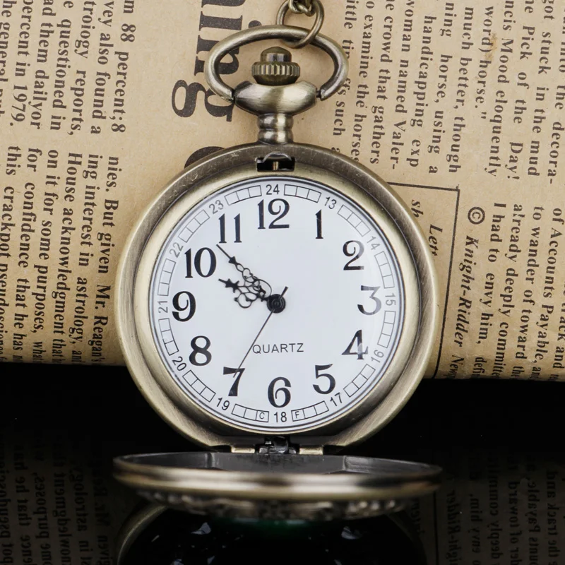 Карманные часы с подвеской украшение из бронзы имитацией нефрита и камня