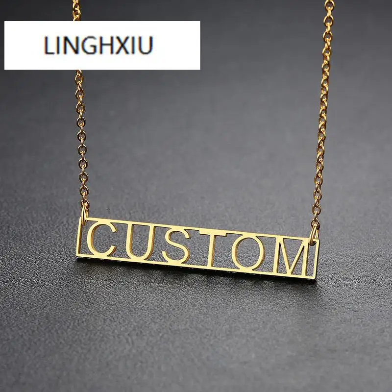 

GOLD CUSTOM NECKLACE NAME PENDANT PERSONALIZED WOMEN COLLAR CHARM BIRTHDAY GIFTS
