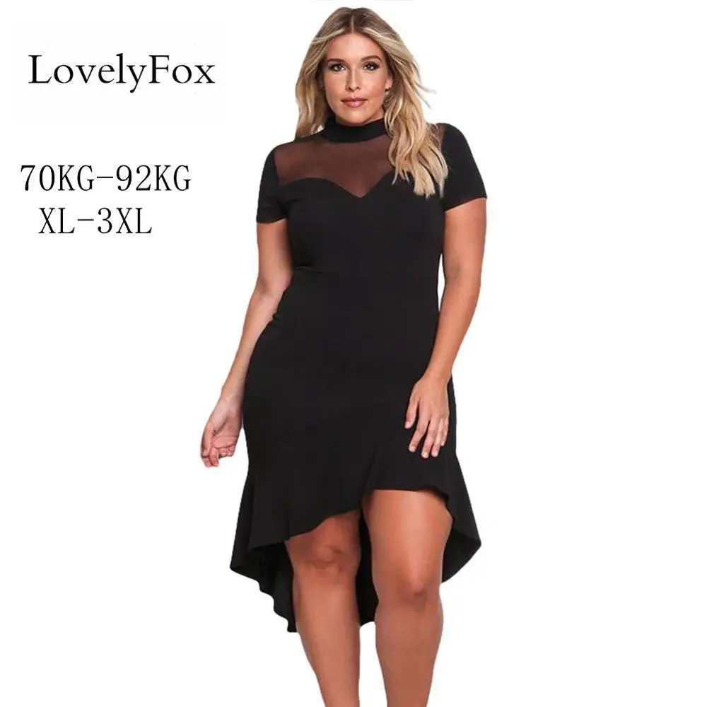 Женское платье с рюшами Lovelyfox черное красное большого размера плюс сетчатыми
