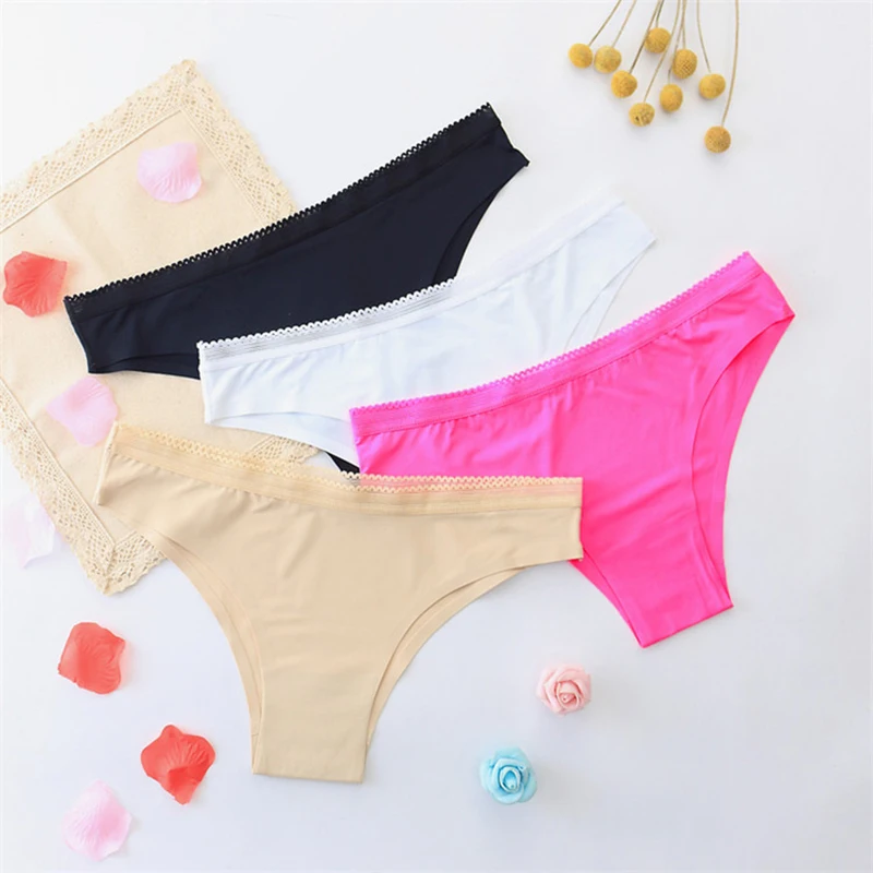 

Трусы-стринги женские шелковые бесшовные, 3 шт./лот