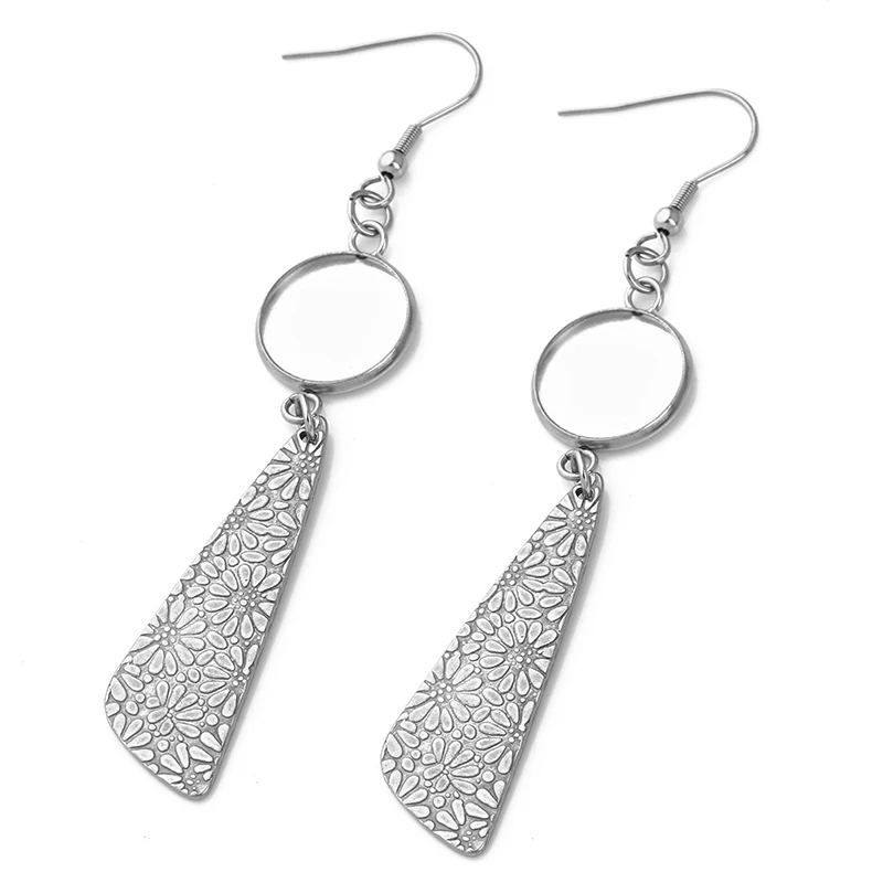 6pcs Stainless Steel Earring Hooks Cabochon Cameo Tray Settings Earring Blank Base 10 12 14 16 18 20 25mm Supplies for Jewelry