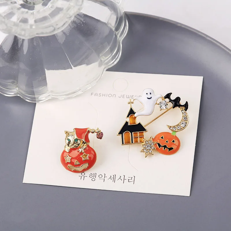 Модная Хэллоуин тыква дом призрачная летучая мышь кошка Стразы Личность