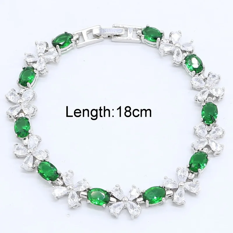 Длинные серьги с зеленым кубическим цирконием набор украшений для женщин