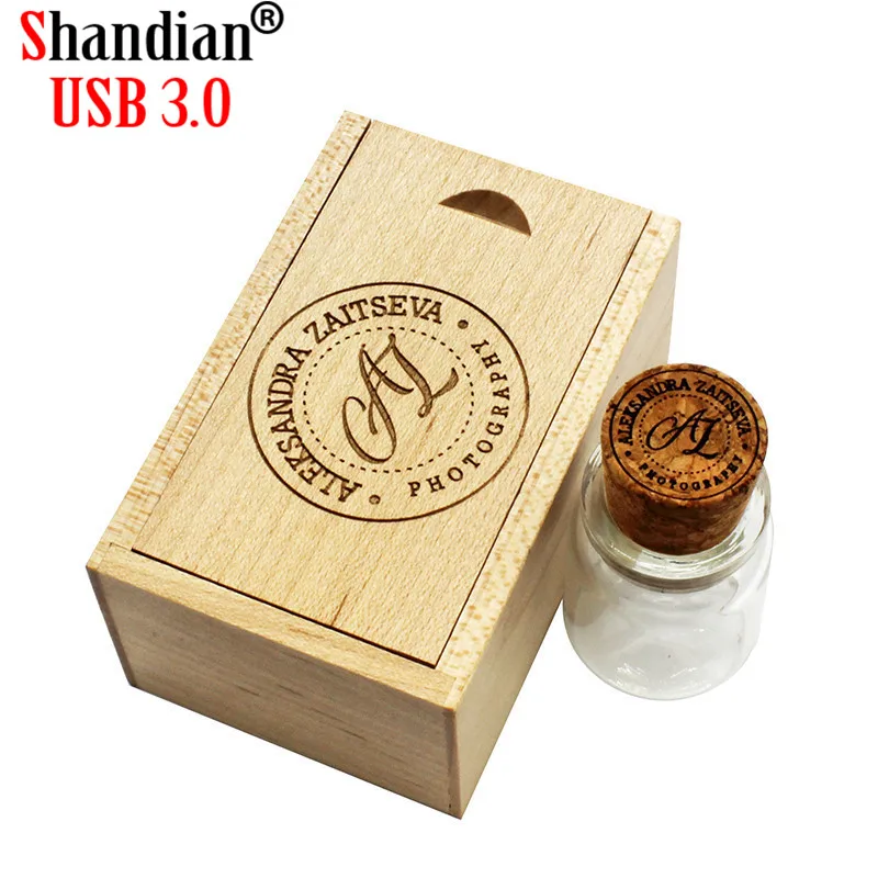 SHANDIAN USB 3 0 бутылка для дрифтинга usb с деревянной коробкой бутылочка желаний пробка