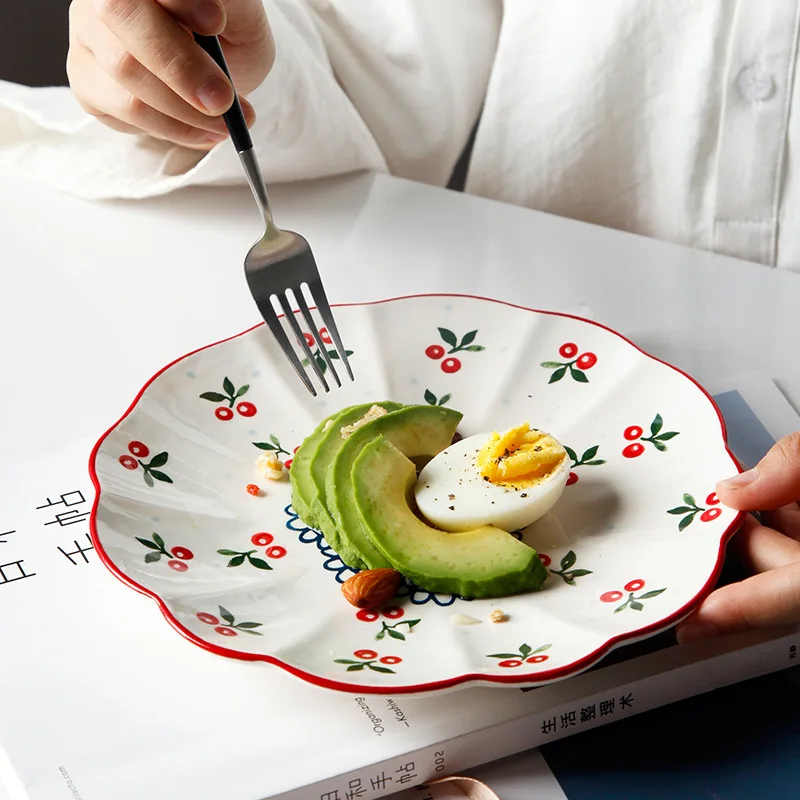 1 шт рисунок в форме цветка керамическая тарелка для сервировки вишня цвету ужин