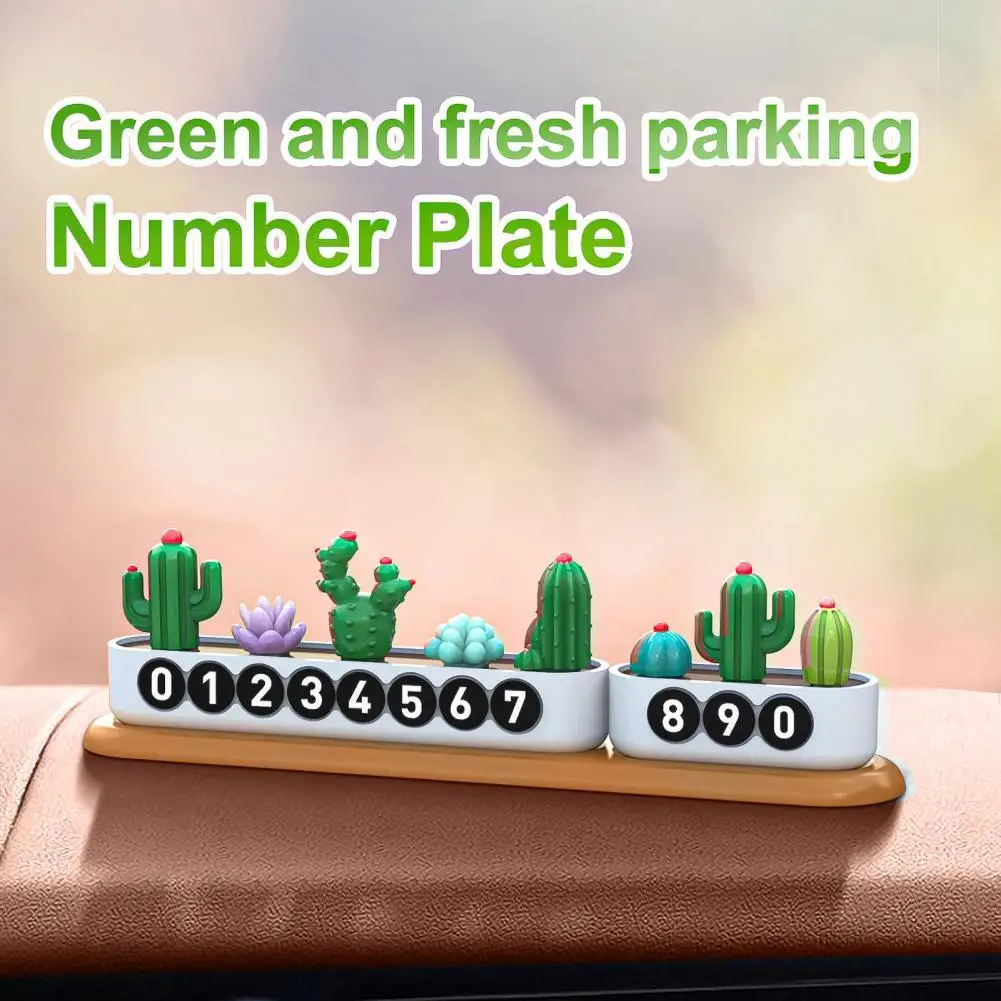

Temporary Car Parking Card Cute Cactus Design Removable Phone Number Parking Number Plate for Vehicles