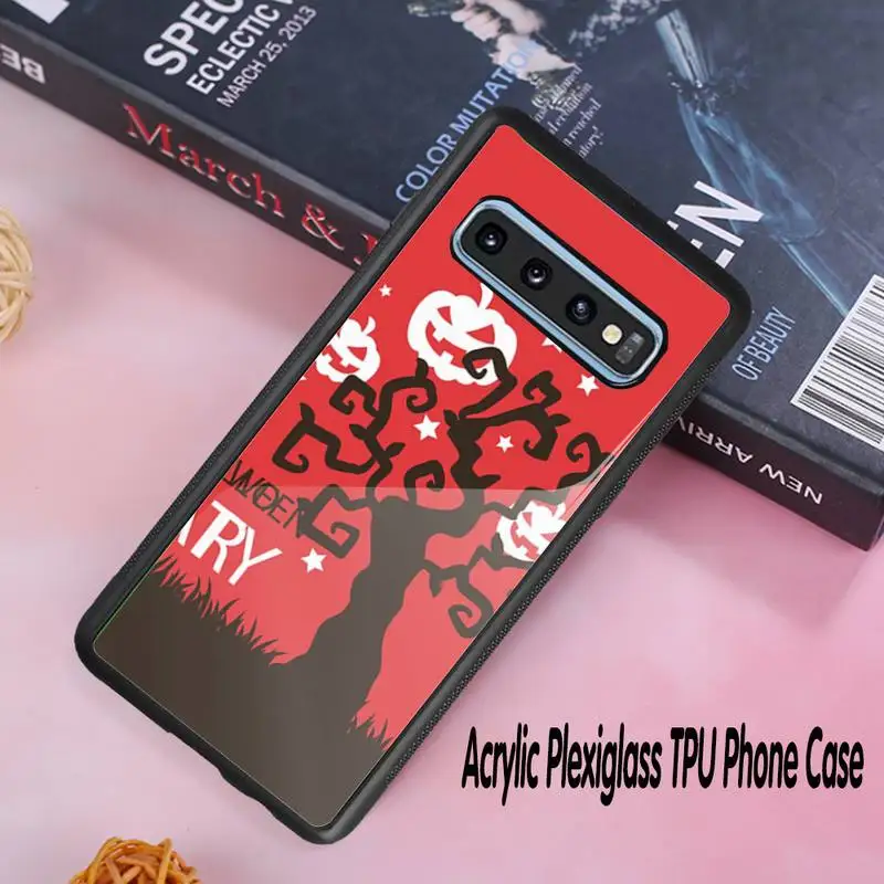 

Happy Halloween Phone Case Acrylic Plexiglass TPU phone case For Samsung Galaxy S8 S9 S10 s10e S20 PLUS ULTRA S6edge
