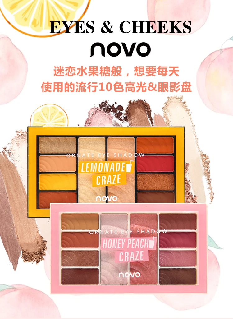 Charming Ornate Eyeshadow Cheeks Powder Lemonade and Honey Peach Matte Pigment Makeup Nude Highlight Brighten skin Waterproof