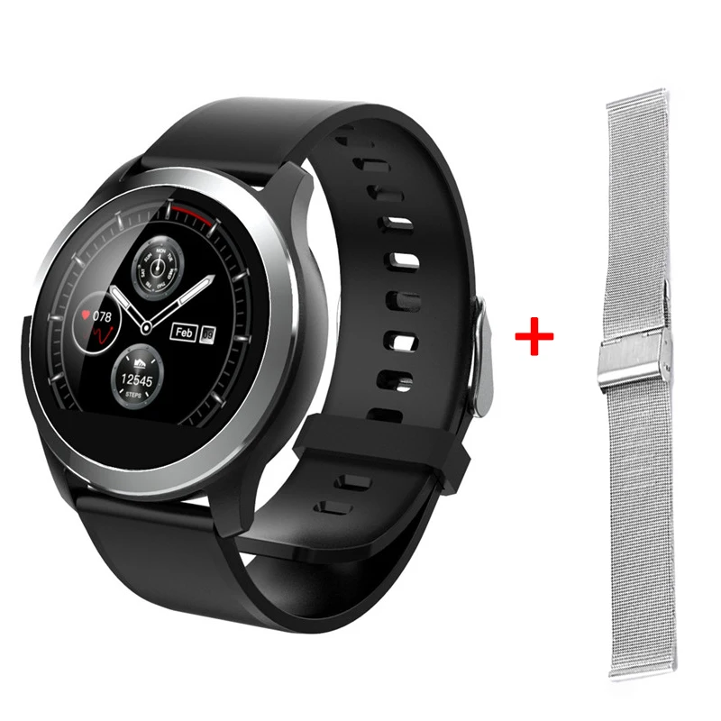 add silver steel LEMADO 1,22 дюймов ips экран ЭКГ PPG Смарт-часы IP68 сообщение Push кровяное давление Таймер шагомер 180 мАч Smartwatch для мужчин и женщин - Цвет: add silver steel