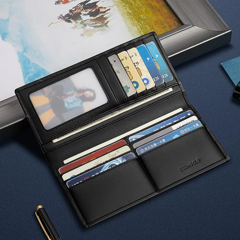 WILLIAMPOLO New 2021 short Wallet mens slim Credit Card Holder Bifold Genuine Leather Multi Card Case Cowhide Ultra-thin Wallet