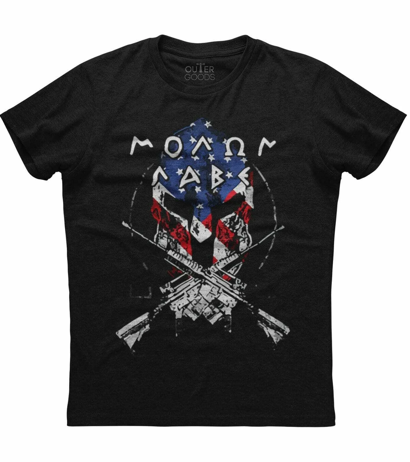 

Our flag Spaan Helm Cross Rifle printed Molon Labe T-shirts. Summer Lasting Charm Men T-shirts New S-3XL