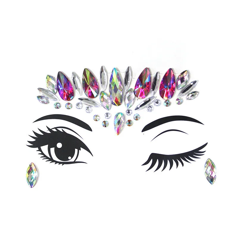 Colorful Rhinestone Face Stickers For Women Party Decor Eye Drill Stick Acrylic Sticker Diamond Crystal | Дом и сад