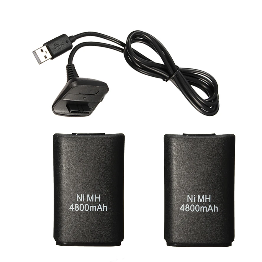 2Pcs 4800mAh Replacement Battery With Charger Cable For Xbox 360 Wireless Controller Gmaepad Joystick Batteria | Электроника