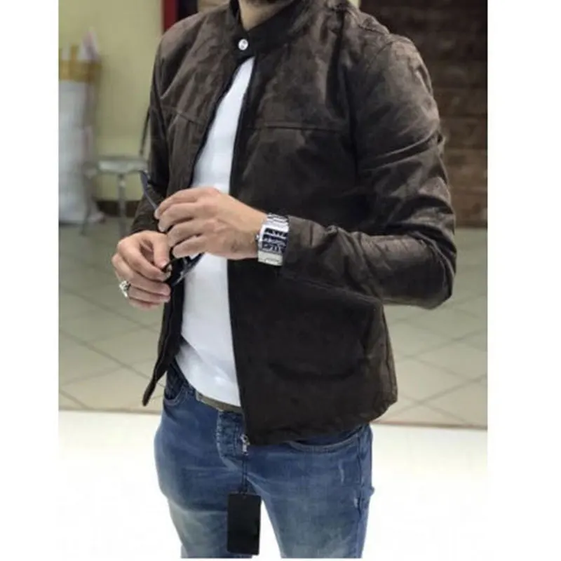 Мужская замшевая куртка темно-синяя однотонная повседневная из замши осень 2021 |