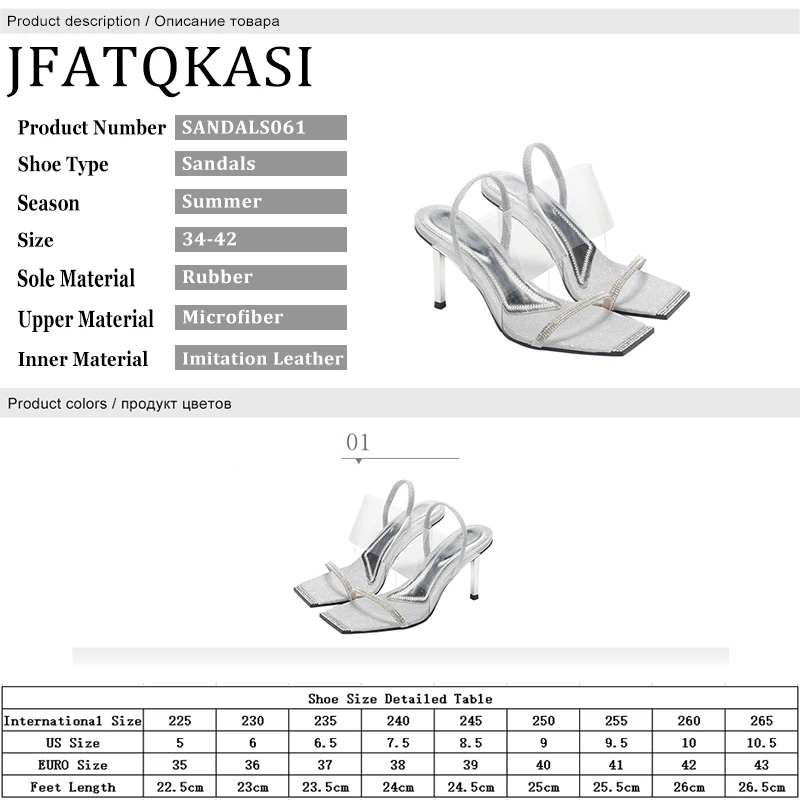 

Women Sandals Summer Shoes Thin High Heels Ankle Strap Woman Party Shoes Brand Transparent Rhinestones Sexy Sandals 2020 New