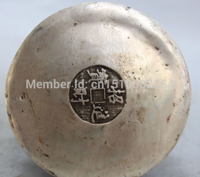 

4" Marked Chinese Buddhism Silver Happy Laugh Maitreya Buddha JinChan Statue