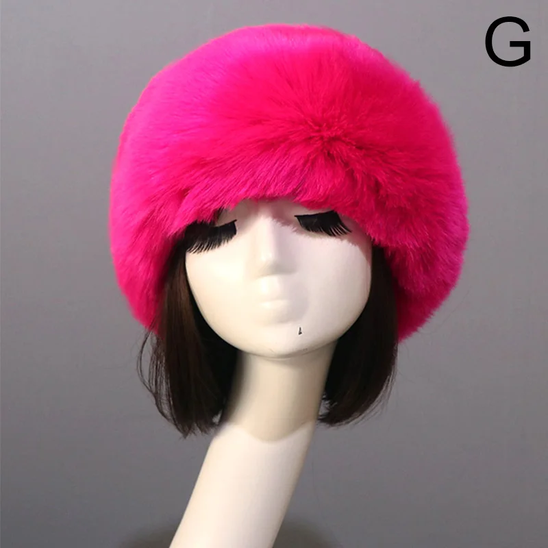 Women Faux Fur Cap Fashion Casual Solid Winter Warm Comfortable Female Short Plush Hairband Empty Top Hat Outdoor Ski Hats mens fur bomber hat