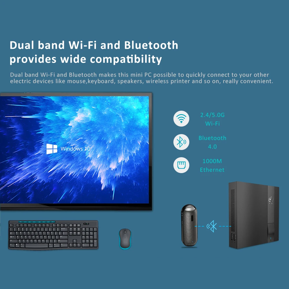 Четырехъядерный мини ПК Intel Celeron J3455 Windows 10 4K HTPC DDR3L M.2 SSD HDMI VGA 2 4/5 0G WiFi Bluetooth4.0 4 * USB Type C