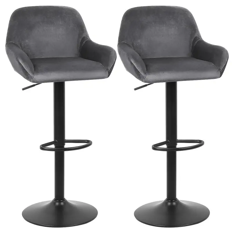 

Bars Tool Home Office Kitchen Chair 2Pcs/Set Bar Chair Brown Velvet Chairs Stainless Steel Height Adjustable Lounge Chairs HWC