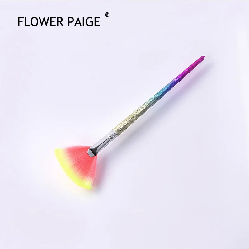 

FLOWER PAIGE 1pc Soft Rainbow Colour Wool Fiber Blush Makeup Brush Face Repair Contour Powder Shadow Make Up Single Brush Tool