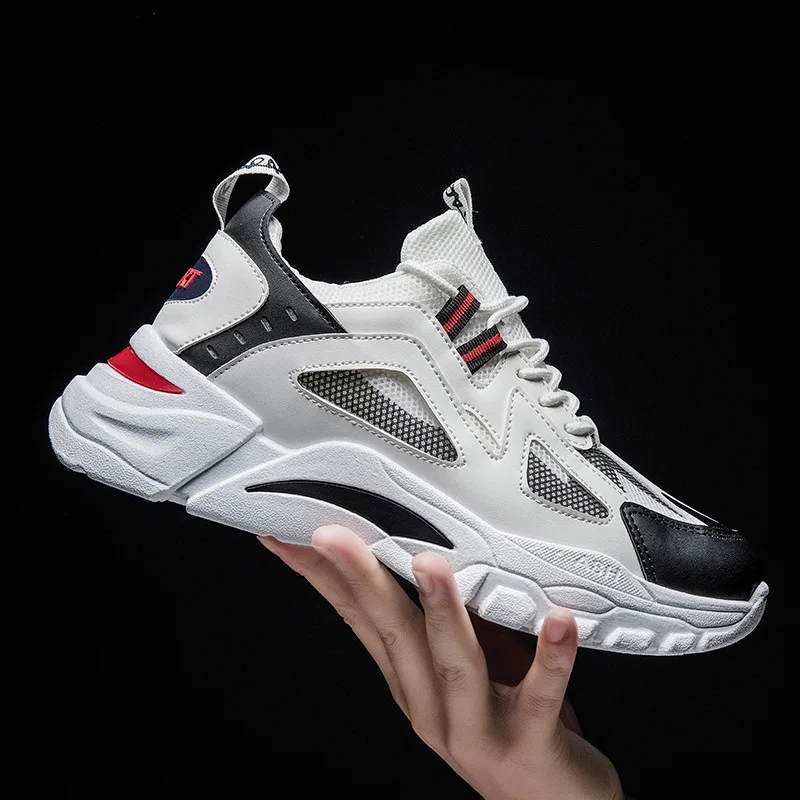 

2021 spring new men's sports shoes net surface thick soles breathable men's shoes outdoor outing casual shoes slip