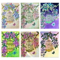 5d diy diamond painting flower cage landscape diamond embroidery butterfly cross stitch home decoration picture mosaic crafts