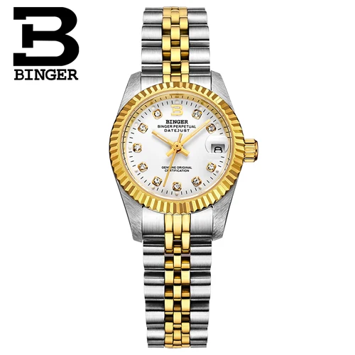 Швейцарские наручные часы BINGER 18K Золотые женские часы с автоматическим заводом механические наручные часы BG-0375-2 - Цвет: Item 3
