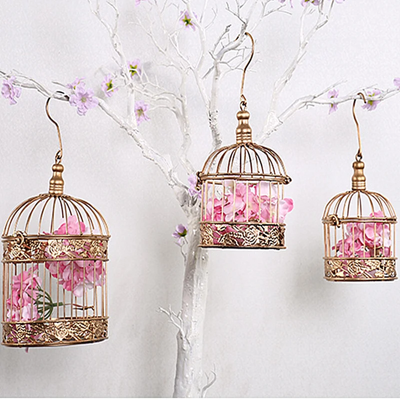 Bird Cage Modern Wrought Iron Metal Decoration Hanging Wedding Pastoral Flower Pot Succulents | Дом и сад