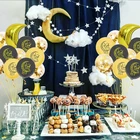12 шт. Eid Мубарак Рамадан Наборы Шаров Золотая фольга шары Рамадан Карим ИД Декор баннер Звезда Луна гелий Globos вечерние принадлежности