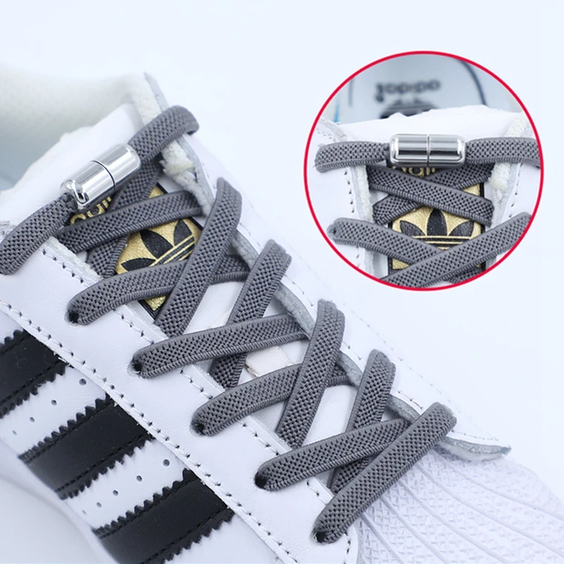 

1 Pair No Tie Shoe laces Flat Elastic Shoelaces Kids Adult Sneakers Safety Lazy Laces Unisex Fashion Fast Metal Lock Shoe lace