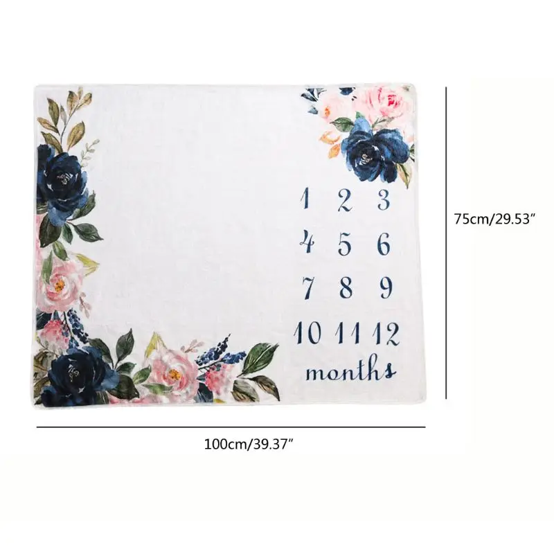 

Baby Monthly Milestone Blanket Soft Flannel Photography Backdrop Photo Prop for Newborn