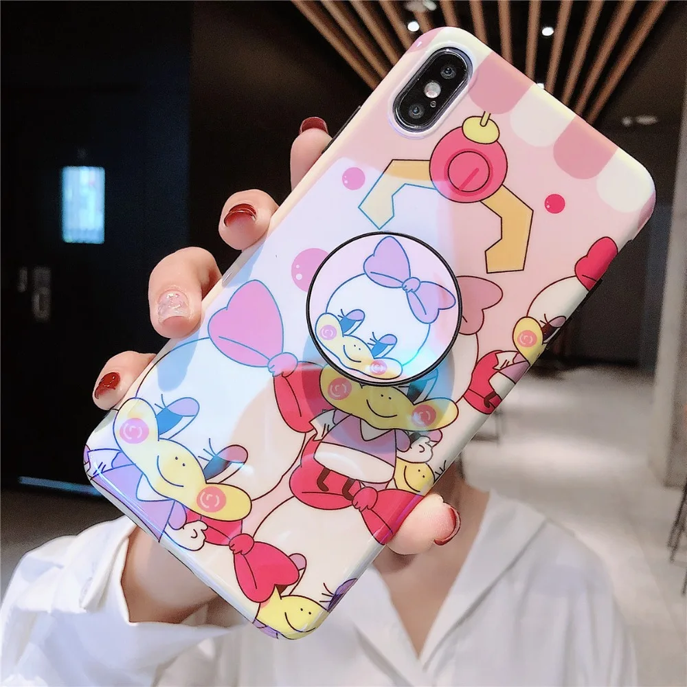 Для iPhone 11 Pro MAX забавные мультяшные милые очаровательные девчачьи мышь утка кронштейн Blue Ray IMD чехол для iPhone XR XS MAX X 6 6S 7 8 Plus