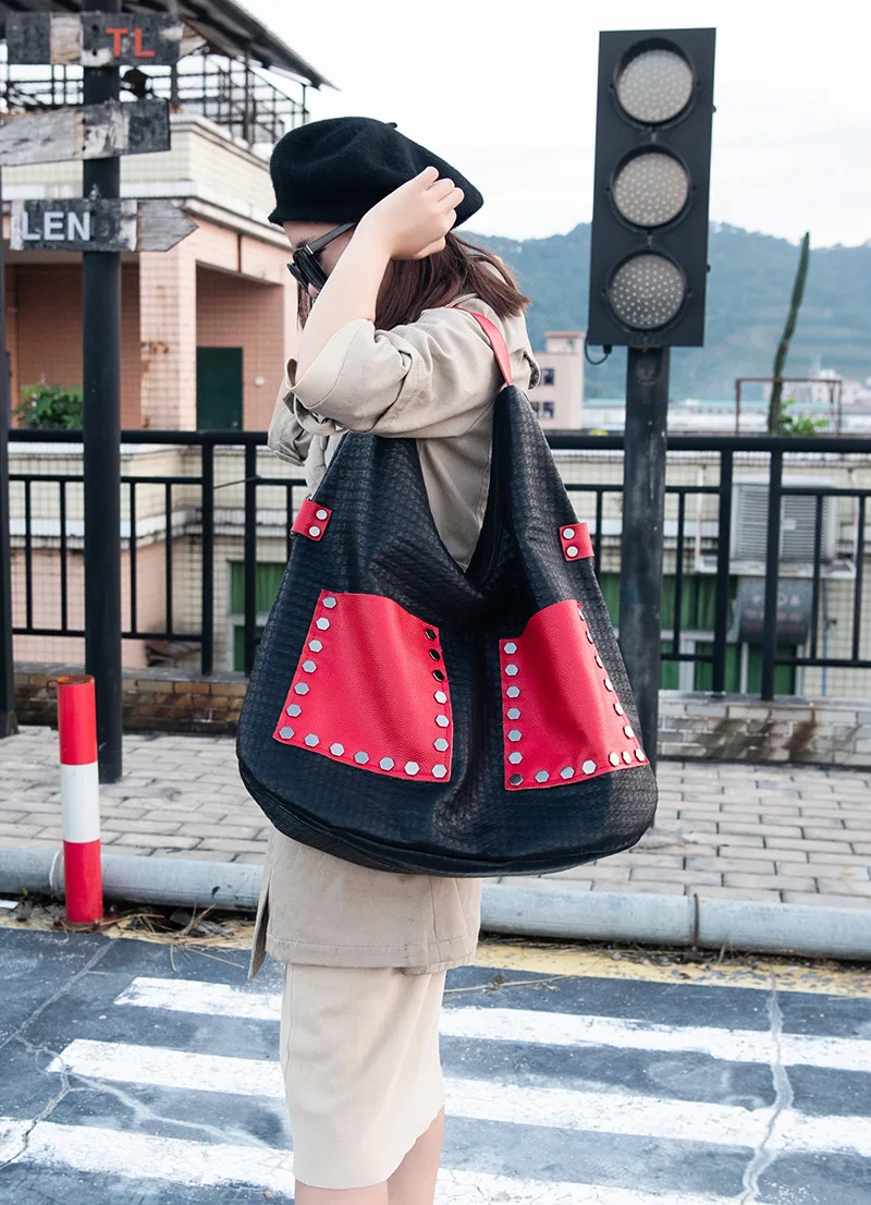 

2020 Women New Fashion Mesh/Retro Sequined Mixed-color Large Capacity Tote Bag Shoulder Bag Crossbody Bag Office Daily