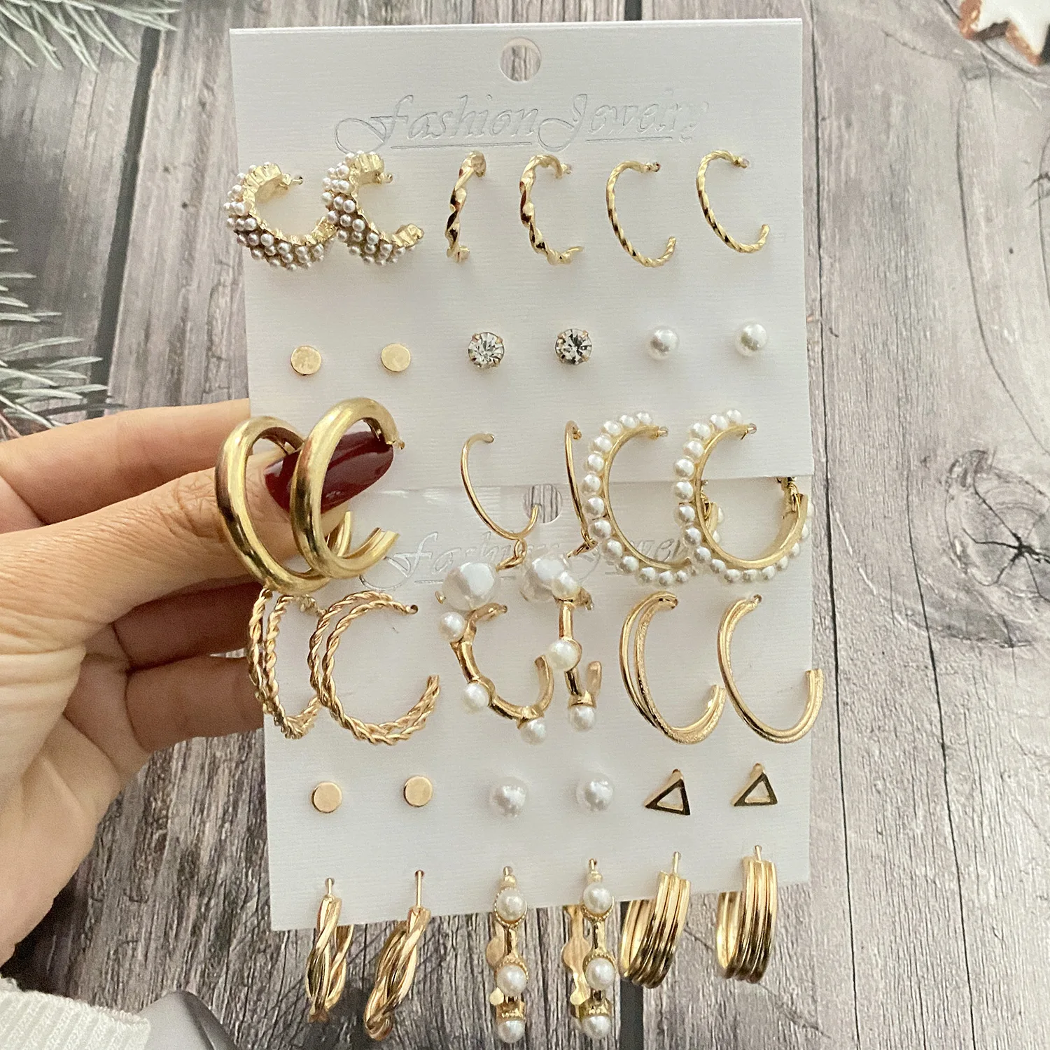 Модные золотые набор серег-колец женские жемчужные серьги-кольца большого размера металлические круглые серьги в стиле панк 2021 женские мод...