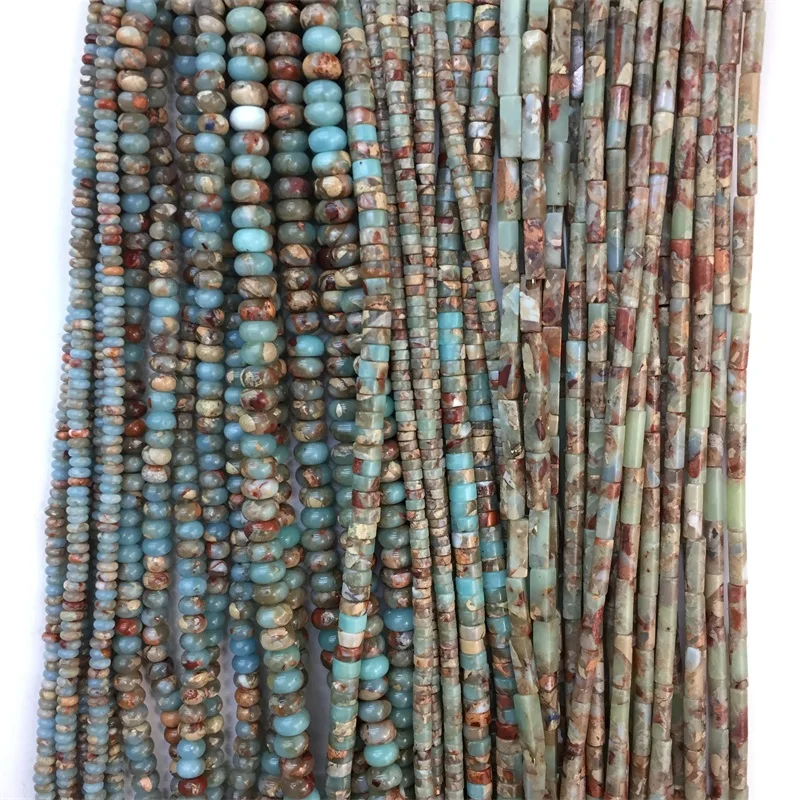 Shoushan змеиная кожа драгоценный камень фотобирюзовый тюбик сплющенный Heishi плоские